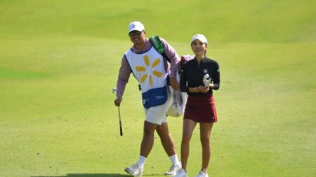 LPGA player fine tunes her game with this PGA Tour player as caddie