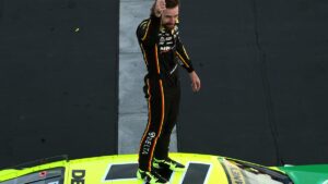 Ryan Blaney wins New Hampshire race; JGR teammates crash