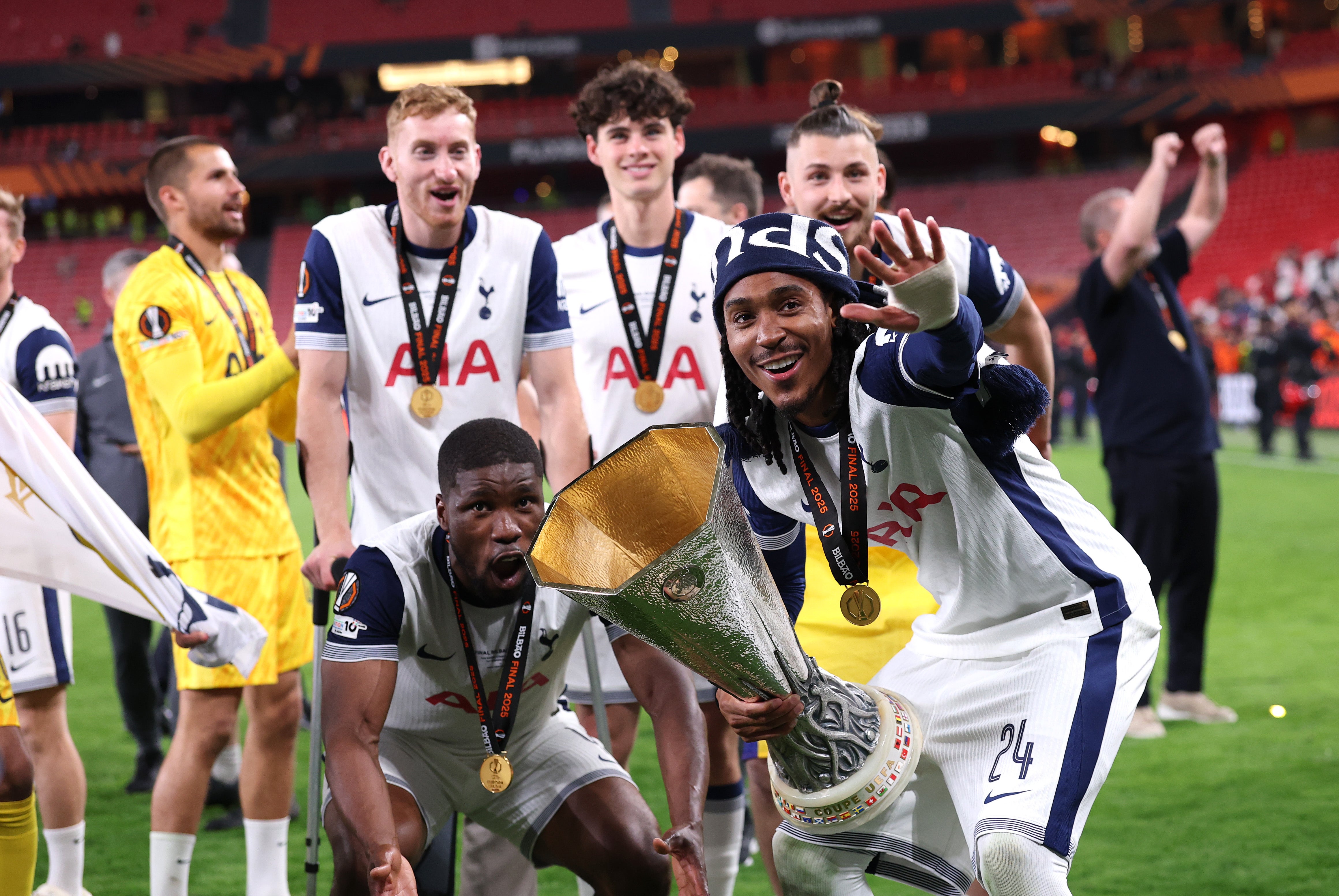 Djed Spence helped Tottenham to Europa League success last season - having initially been left out of their squad