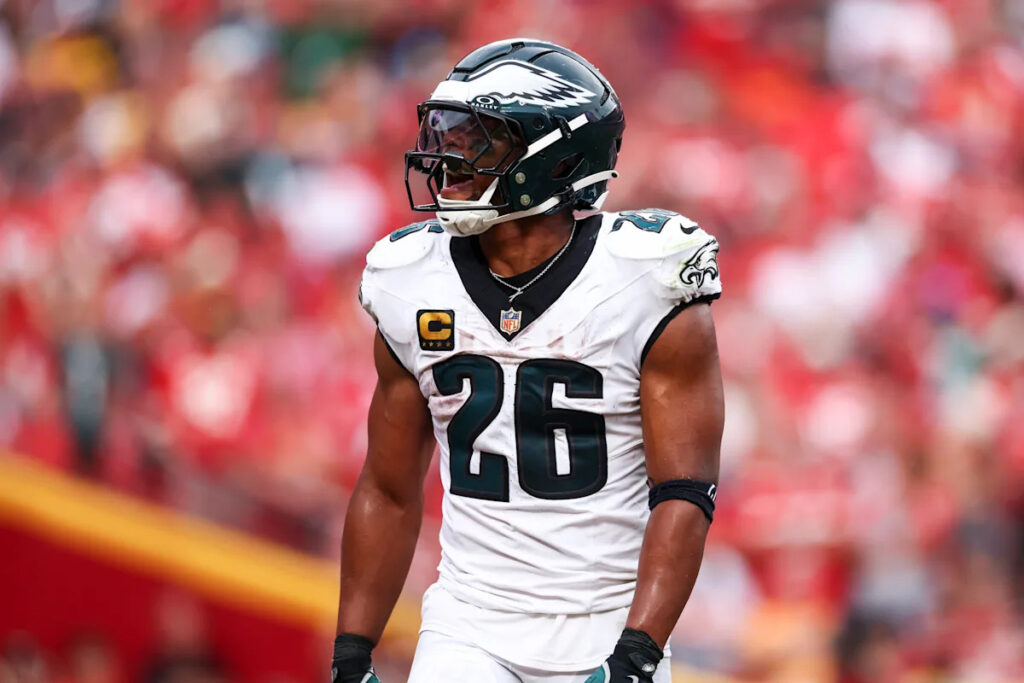 Eagles’ Saquon Barkley gets hefty fine for uncalled helmet violation, Chiefs’ Travis Kelce fined for obscene gesture