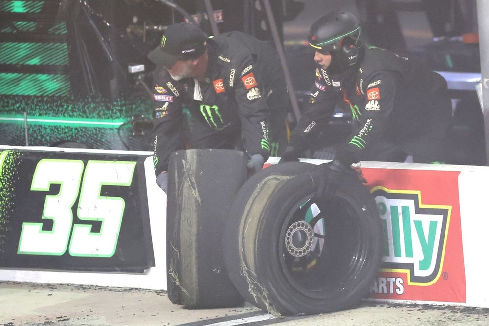 Goodyear tires in pits for Riley Herbst, 23XI Racing Toyota