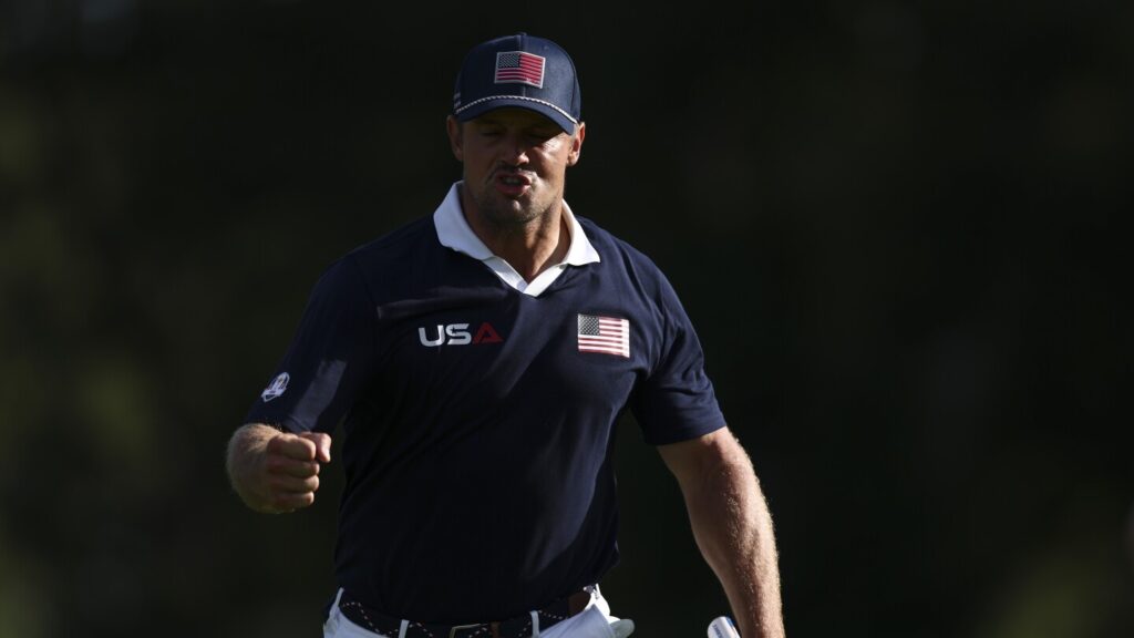 Watch: Bryson DeChambeau inches away from albatross Saturday in Ryder Cup fourballs