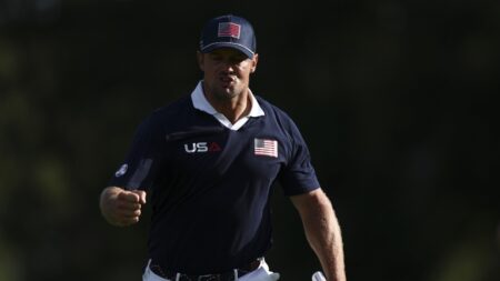 Watch: Bryson DeChambeau inches away from albatross Saturday in Ryder Cup fourballs
