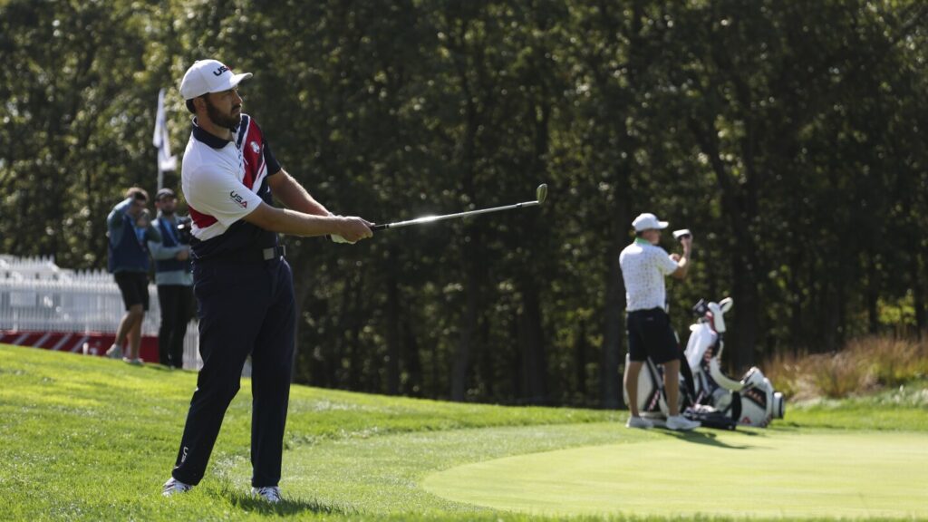 Hat on for Patrick Cantlay at Bethpage, where he’ll play for multiple organizations