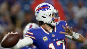 Josh Allen’s third TD pass of the season draws Bills even with Dolphins