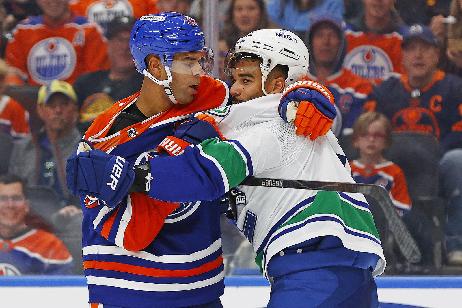   Darnell Nurse took exception to the Evander Kane hit on Alec Regula © Perry Nelson Imagn Images  