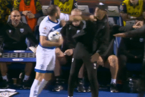 Championship game descends into chaos as Oxford manager and QPR player brawl