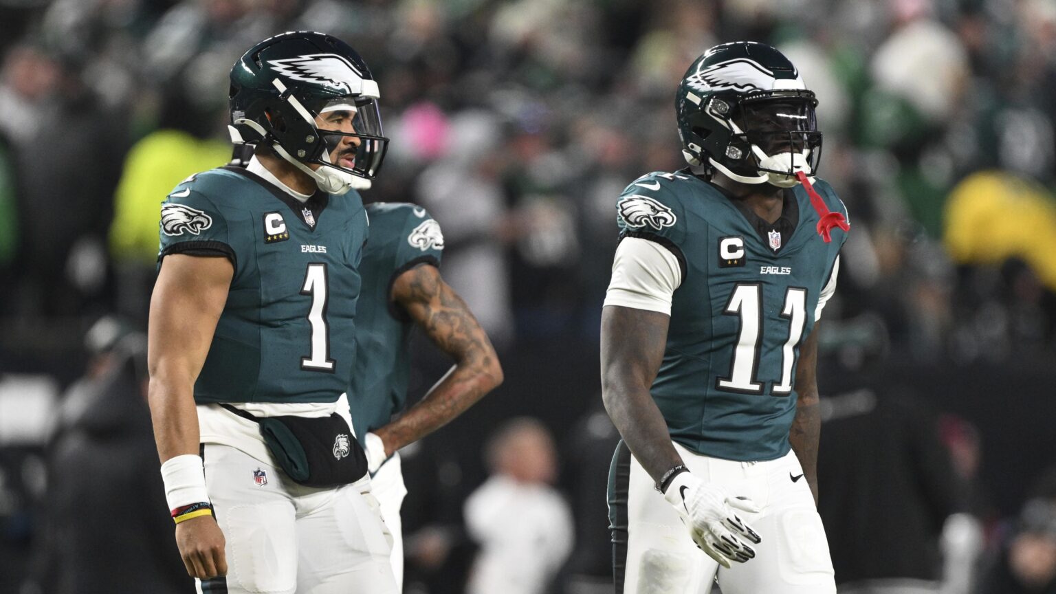 A.J. Brown Doesn’t ‘Recall’ Meeting with Hurts, Barkley Before Eagles-Giants Game