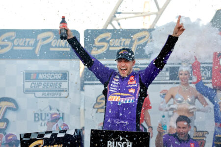 Tears of triumph: Denny Hamlin wins emotional race in Las Vegas, secures championship spot