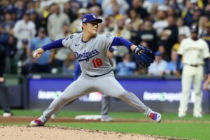 Yoshinobu Yamamoto’s stellar complete game helps lift Dodgers over Brewers in Game 2