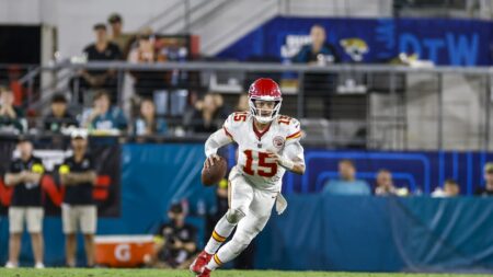 With his next touchdown pass, Patrick Mahomes will pass Aaron Rodgers as fastest to 300