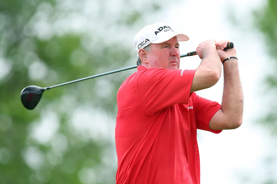 Allen Doyle watches a tee shot during the first round of the 2008 Principal Charity Classic at Glen Oaks Country Club in West Des Moines, Iowa. (Photo: G. Newman Lowrance/Getty Images)