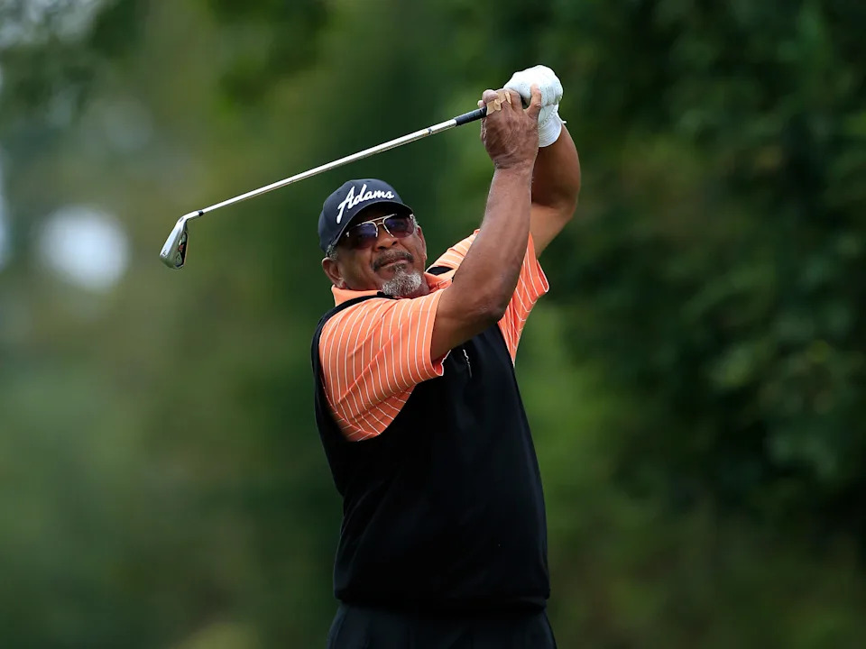 Jim Thorpe hits a shot during the first round of the 2013 SAS Championship at Prestonwood Country Club. (Photo: Michael Cohen/Getty Images)