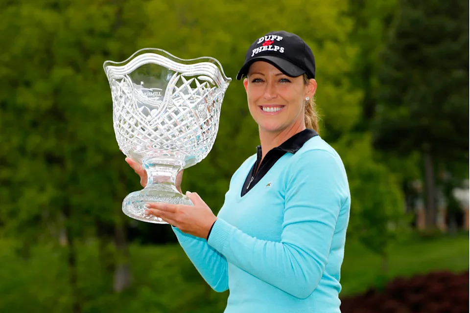 Cristie Kerr holds the trophy after winning the 2013 Kingsmill Championship at Kingsmill Resort in Williamsburg, Virginia. (Photo: Hunter Martin/Getty Images)