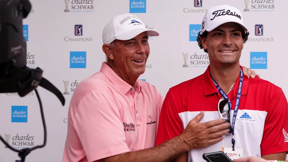 Tom Lehman and his son Thomas at the 2020 Charles Schwab Cup Championship. (Photo: Elise Tallent/PGA Tour Champions)