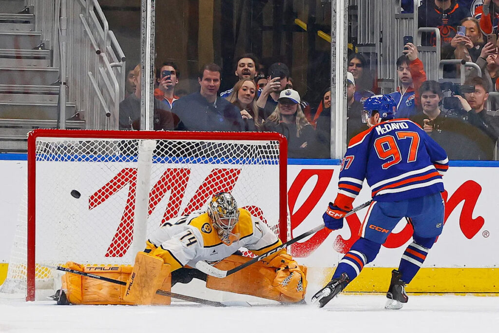 McDavid records 14th career hat trick in Nashville Predators blowout loss to Edmonton Oilers