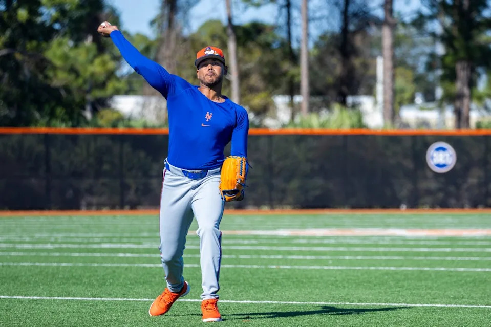 Freddy Peralta throws on the field during spring training on Feb. 9. Corey Sipkin for the NY Post