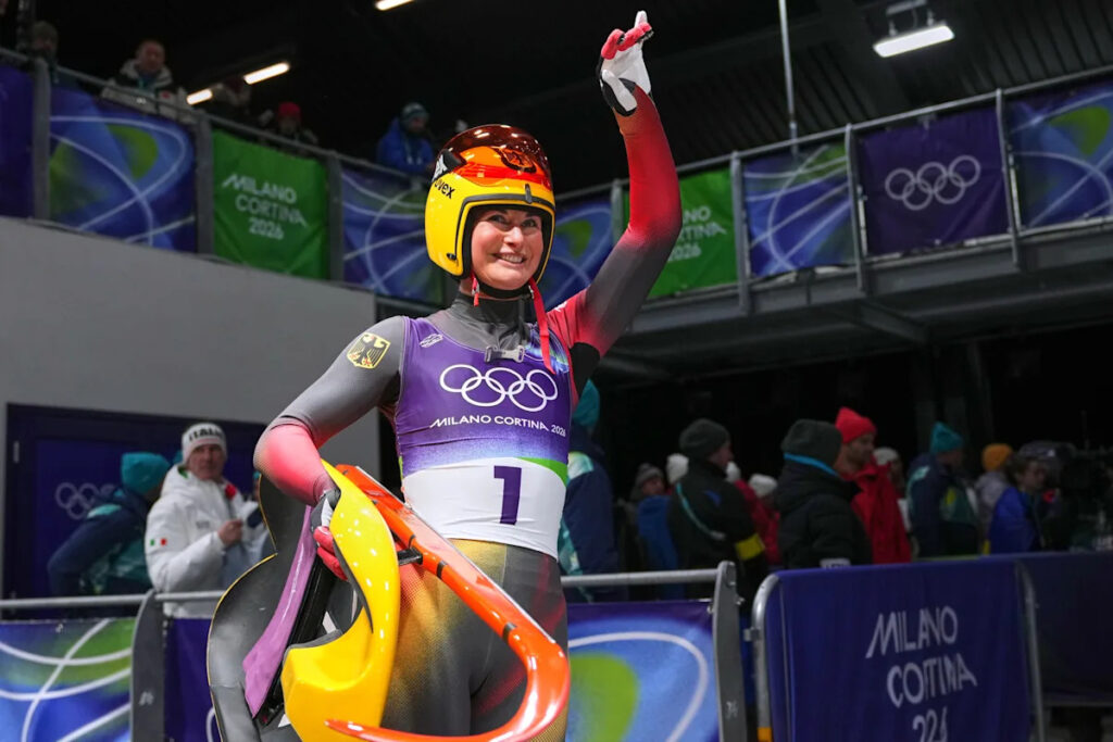 Julia Taubitz is 1st and Merle Fraebel is 2nd at midway point of Olympic women’s luge race