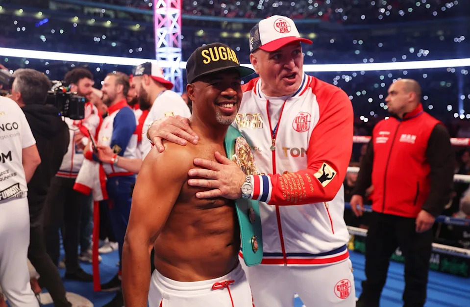 Fury’s father John (right) with the boxer’s most-recent coach, Sugarhill Steward (Getty Images)