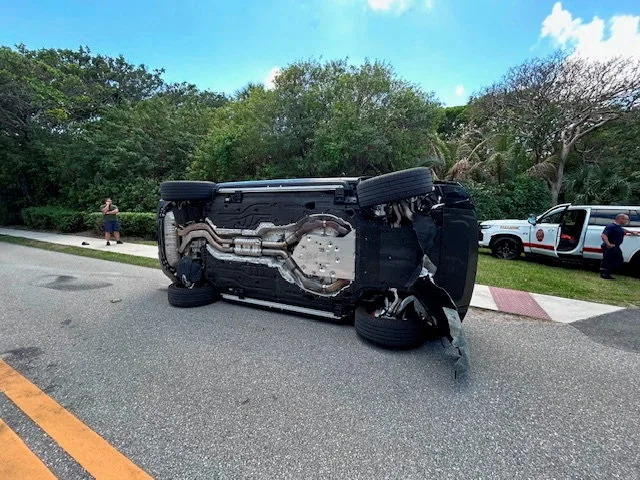 Tiger Woods’ Land Rover rolled over on a two-lane road near his Jupiter Island home on Friday. via REUTERS