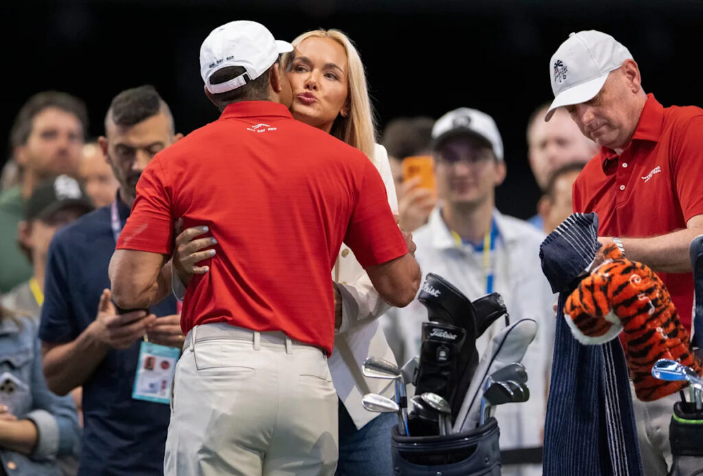 Tiger Woods and Vanessa Trump share a kiss at TGL finals in Florida Tiger Woods and Vanessa Trump share a kiss at TGL finals in Florida