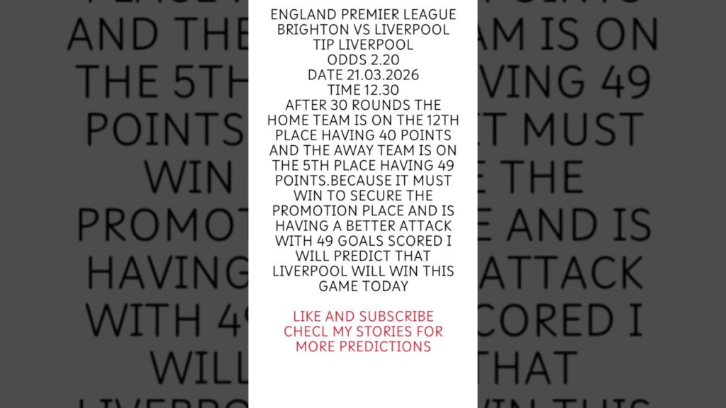 prediction for the game #brighton vs #liverpool #football #tips #predictions #soccer #premierleague