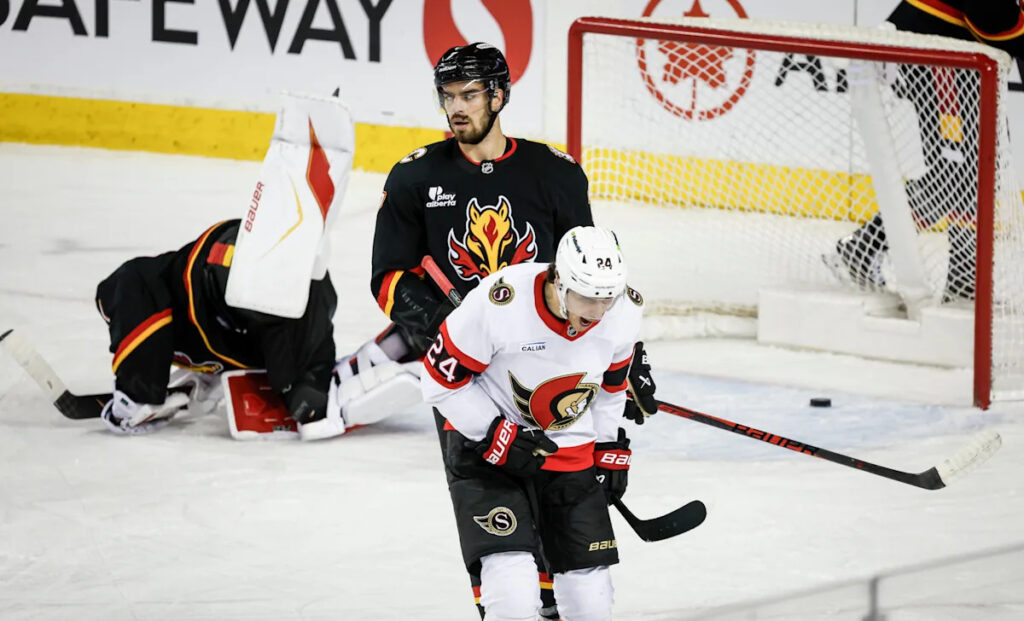 Dylan Cozens scores a power-play goal to lift the Senators past the Flames 4-1