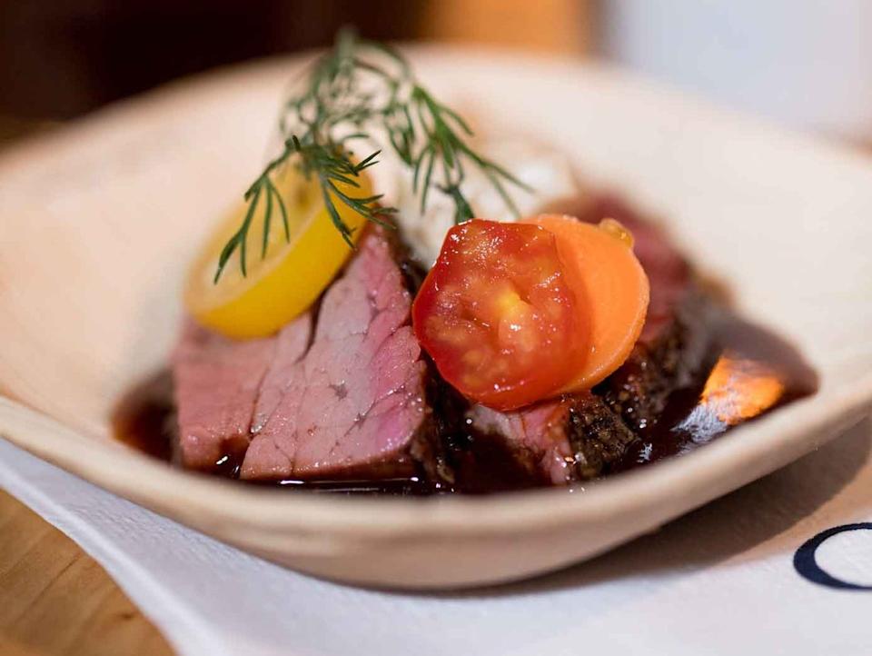 <span class="g-block-image__caption">Fire-roasted beef tenderloin with tomato agrodolce and giardiniera.</span> <span class="g-block-image__credits">Shaun Tolson</span>