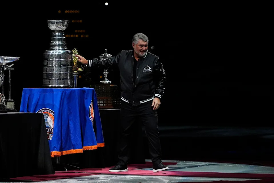 Ray Bourque with the Stanley Cup on January 23 during the Avalanche's celebration of the 2001 Cup-winning team.&nbsp;