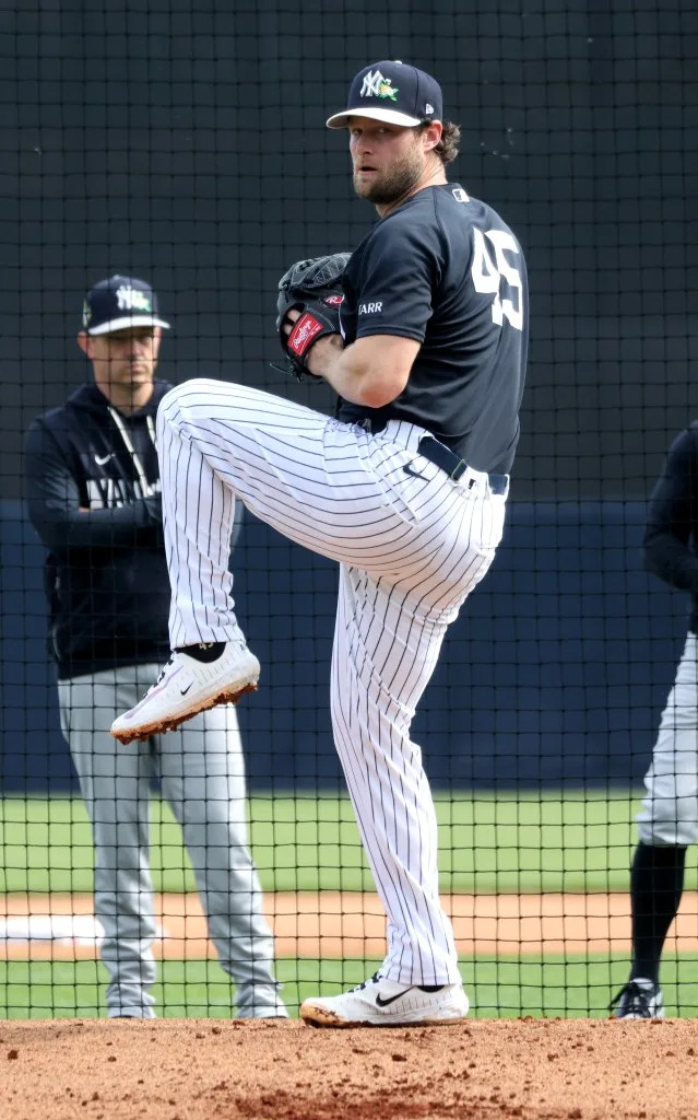Gerrit Cole throwing live batting practice. Charles Wenzelberg / New York Post