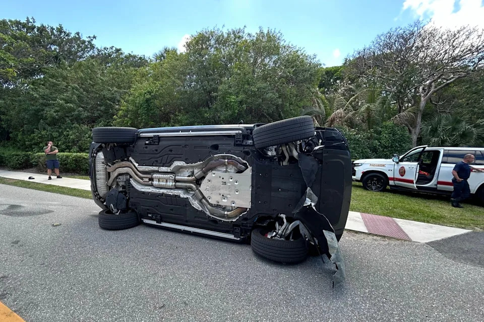 Tiger Woods’ Land Rover rolled over in the crash (Martin County Sheriff’s Office via AP). (AP)