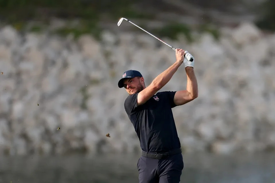 Laurie Canter of England plays his second shot on the 18th hole on day two of the Bahrain Championship 2026 at Royal Golf Club on Jan. 30, 2026 in Bahrain. Getty Images