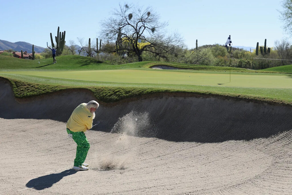 John Daly pokes fun at himself after falling into penalty area at Cologuard Classic: ‘On today’s episode of Jacka**’