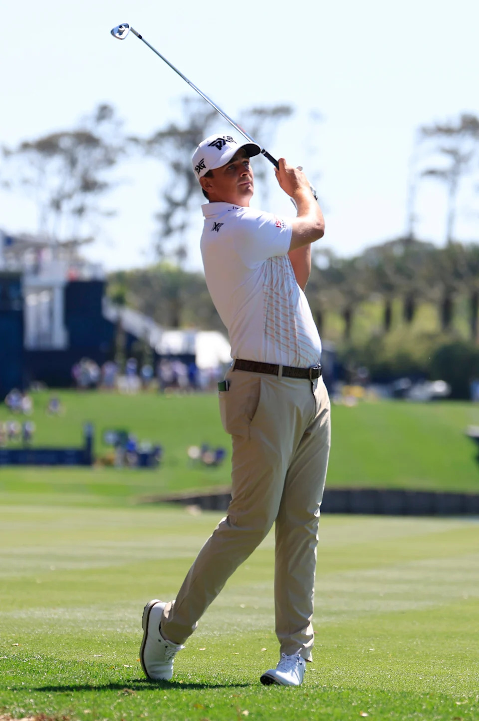 Christiaan Bezuidenhout hits from the 18th fairway during the first round of The Players Championship PGA golf tournment Thursday, March 13, 2025 at TPC Sawgrass in Ponte Vedra Beach, Fla. [Corey Perrine/Florida Times-Union]