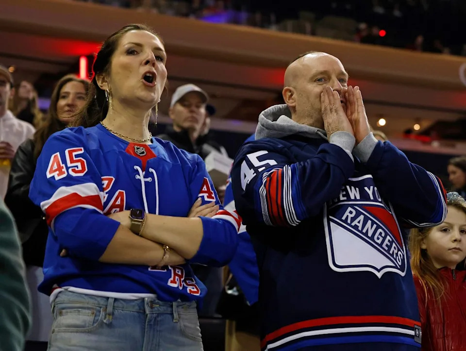 New York Rangers defenseman Drew Fortescue (45) during the first period when the New York Rangers played the Chicago Blackhawks Friday, March 27, 2026 at Madison Square Garden Robert Sabo for NY Post