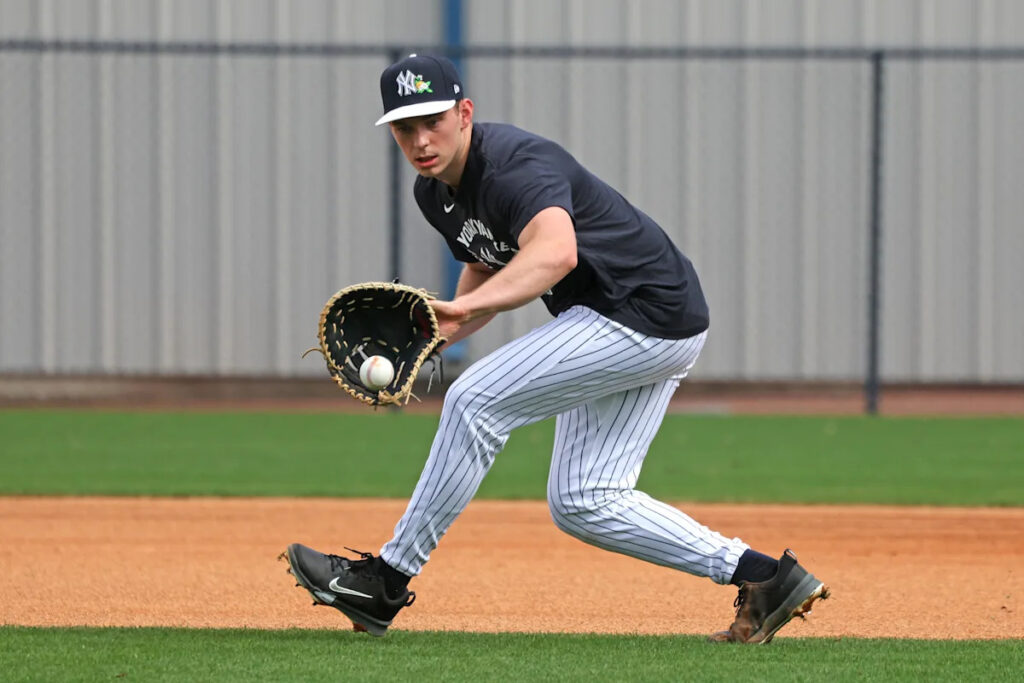 Yankees’ Ben Rice flashes glove at first base with diving catch