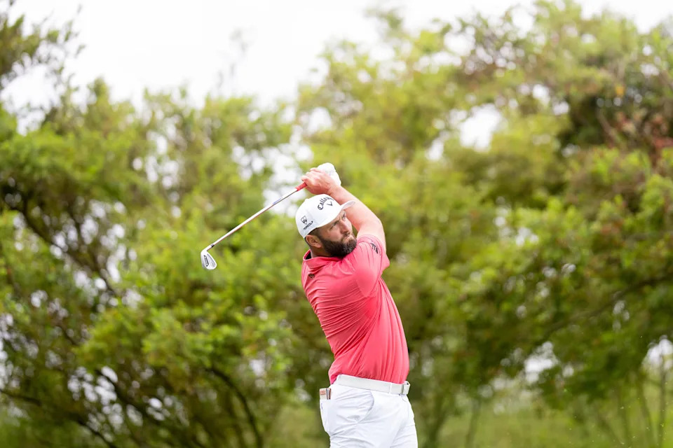 Captain Jon Rahm of Legion XIII hits his shot from the sixth tee during the third round of LIV Golf South Africa at The Club at Steyn City on Saturday, March 21, 2026 in Midrand, South Africa. (Photo by Mateo Villalba/LIV Golf)