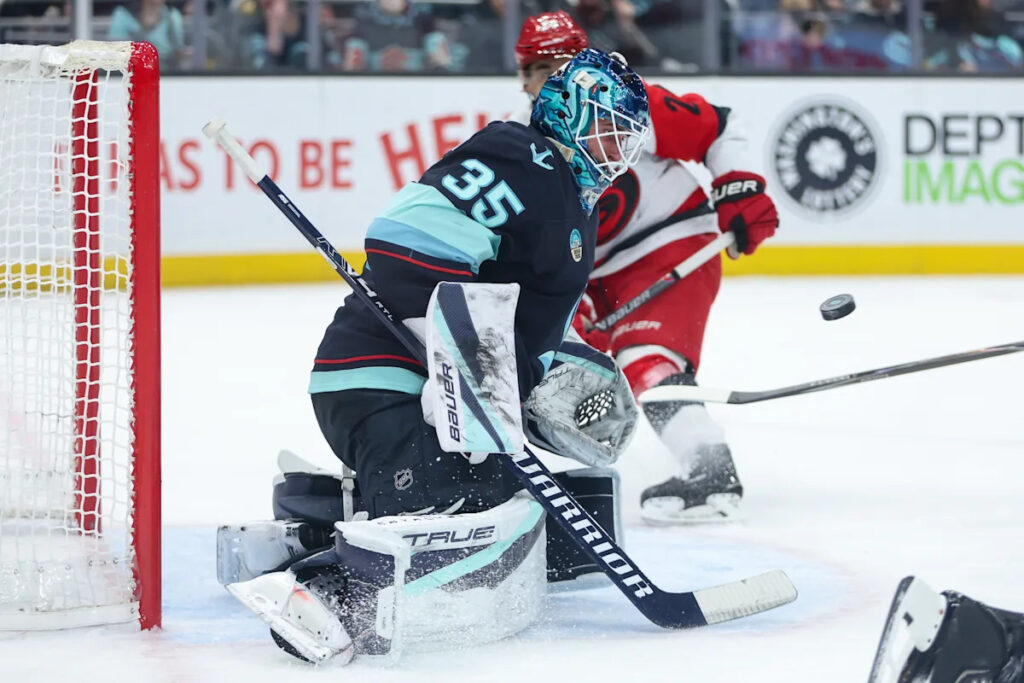 Daccord backstops Kraken to 2-1 win, ending 12-game point streak for Hurricanes