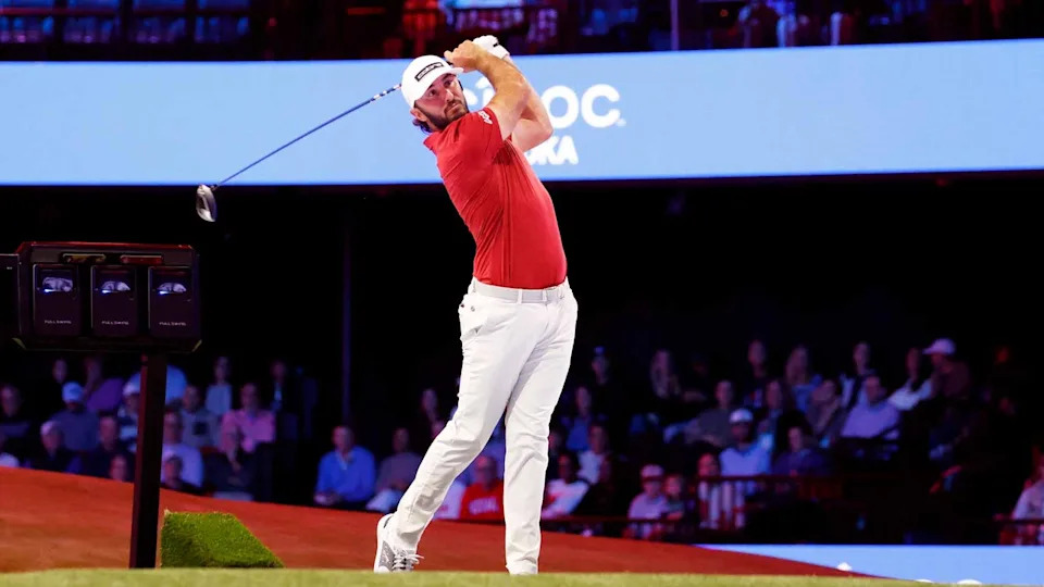 Max Homa of Jupiter Links Golf Club plays a shot against Los Angeles Golf Club at the SoFi Center on January 20, 2026 in Palm Beach Gardens, Florida.