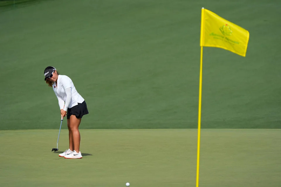 Maria Jose Marin putts on the second green during the final round of the Augusta National Women's Amateur golf tournament at Augusta National Golf Club.