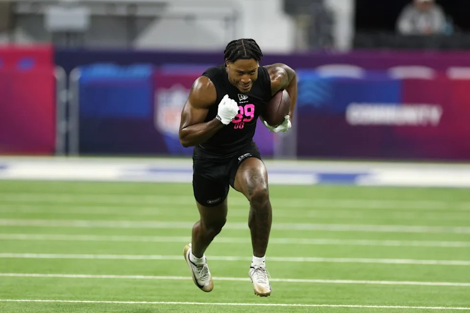 Jalon Kilgore of the South Carolina Gamecocks participates in a drill during the 2026 NFL Scouting Combine at Lucas Oil Stadium on February 27, 2026 in Indianapolis, Indiana. Getty Images