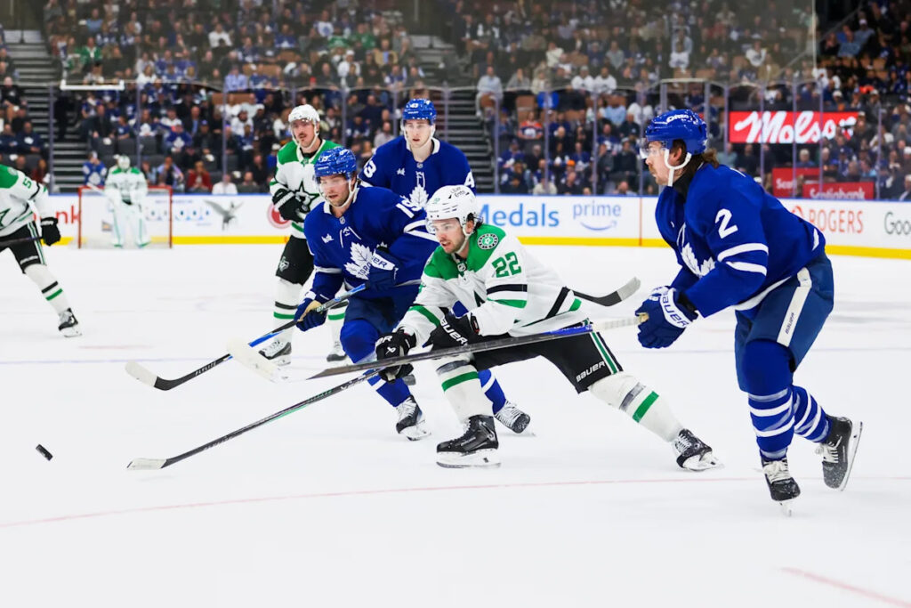 Bourque’s 4-point game helps the Stars rally past the Maple Leafs 6-5
