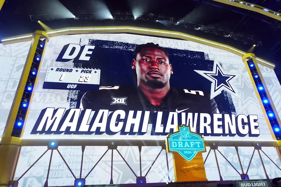UCF Knights defensive lineman Malachi Lawrence is selected by the Dallas Cowboys as the number 23 pick during the 2026 NFL Draft at Acrisure Stadium.