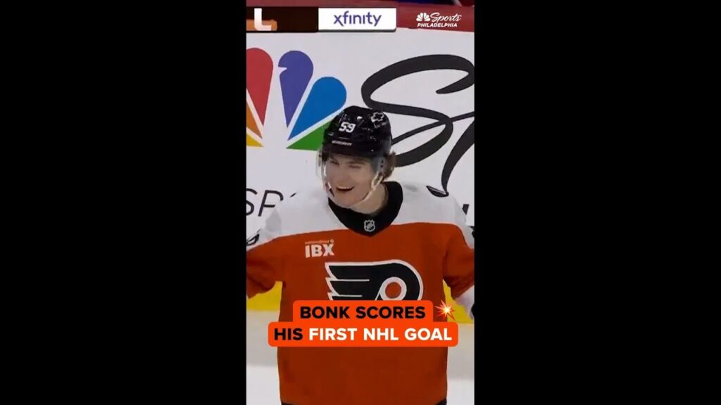 Oliver Bonk scores his first-career goal in his NHL debut with the Flyers