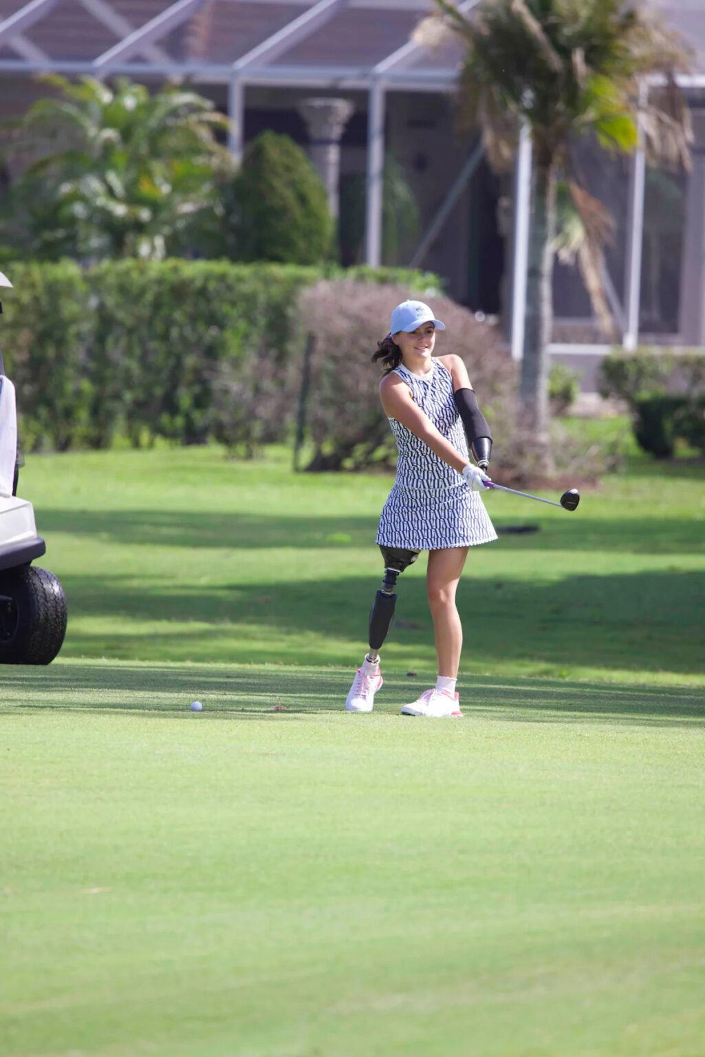 Shark attack survivor Lulu Gribbin plays golf with prosthetic arm, leg