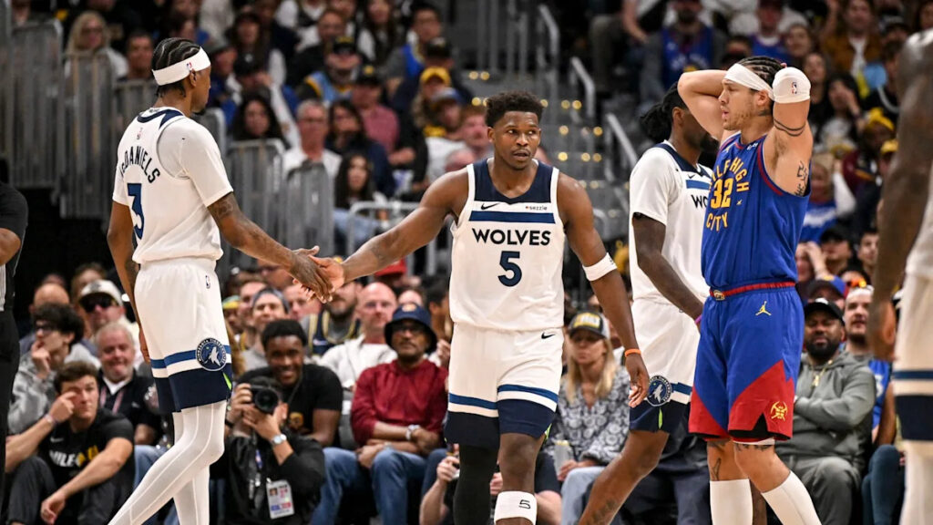 Edwards, Randle combine to spark another Timberwolves comeback win vs. Nuggets, tie series.