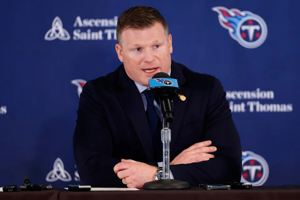 President of Football Operations Chad Brinker of the Tennessee Titans answers questions during an introductory press conference at Ascension Saint Thomas Sports Park on January 22, 2025 in Nashville, Tennessee. Getty Images