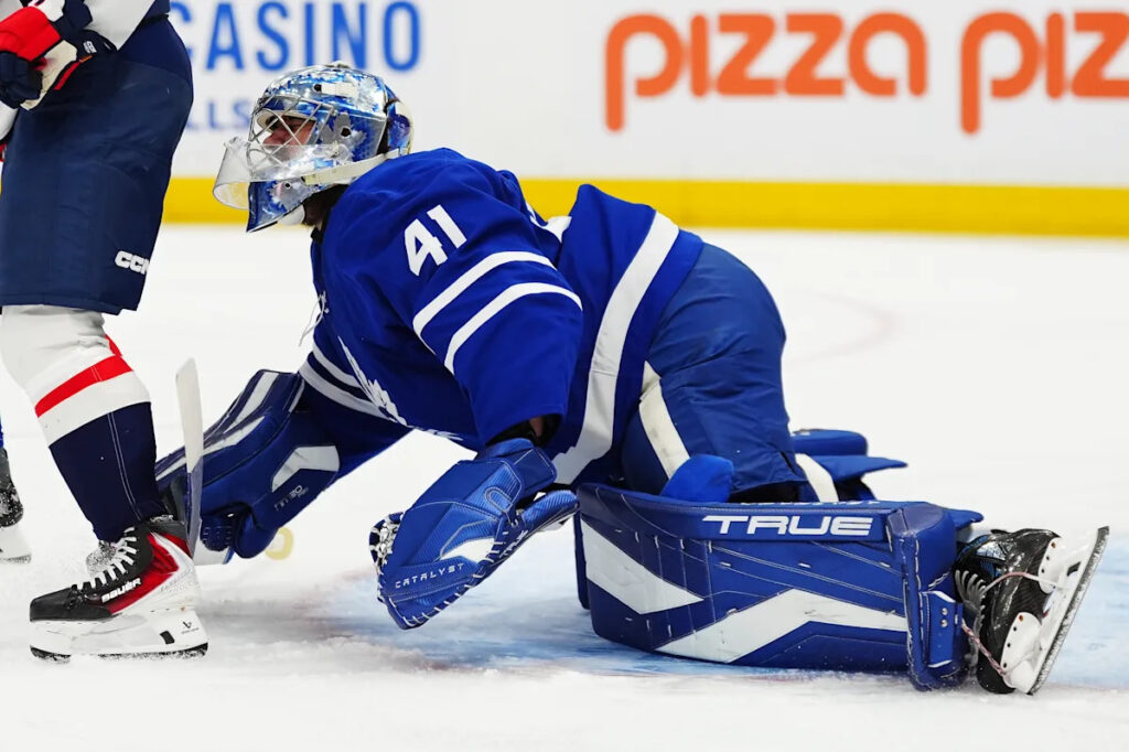 Stolarz departs Maple Leafs’ game against Capitals with lower-body injury