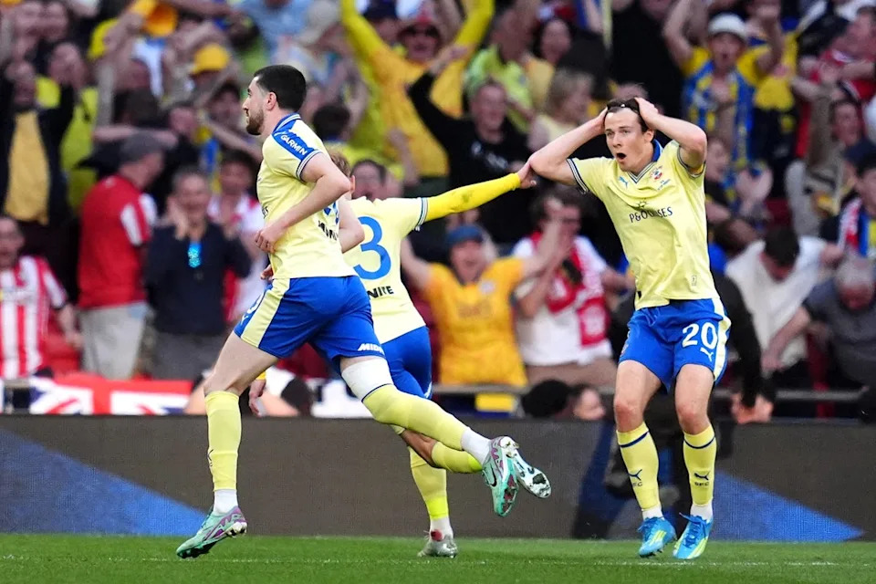 Finn Azaz, left, celebrates scoring Southampton's goal (PA)