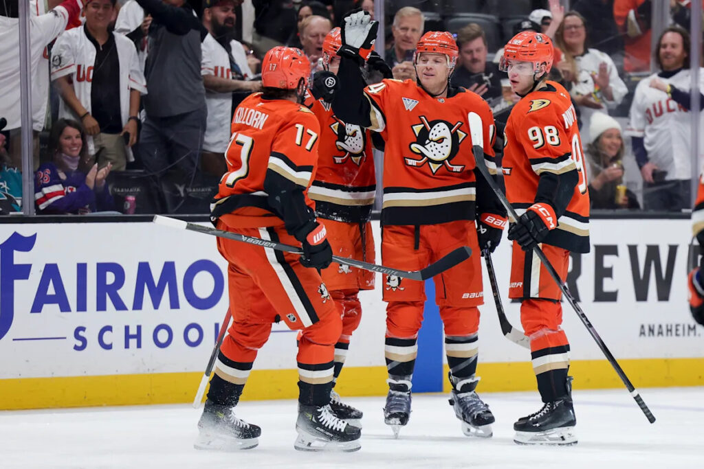 John Carlson’s 1st hat trick in a 17-year career sends Ducks past Sharks 6-1, snaps 6-game skid